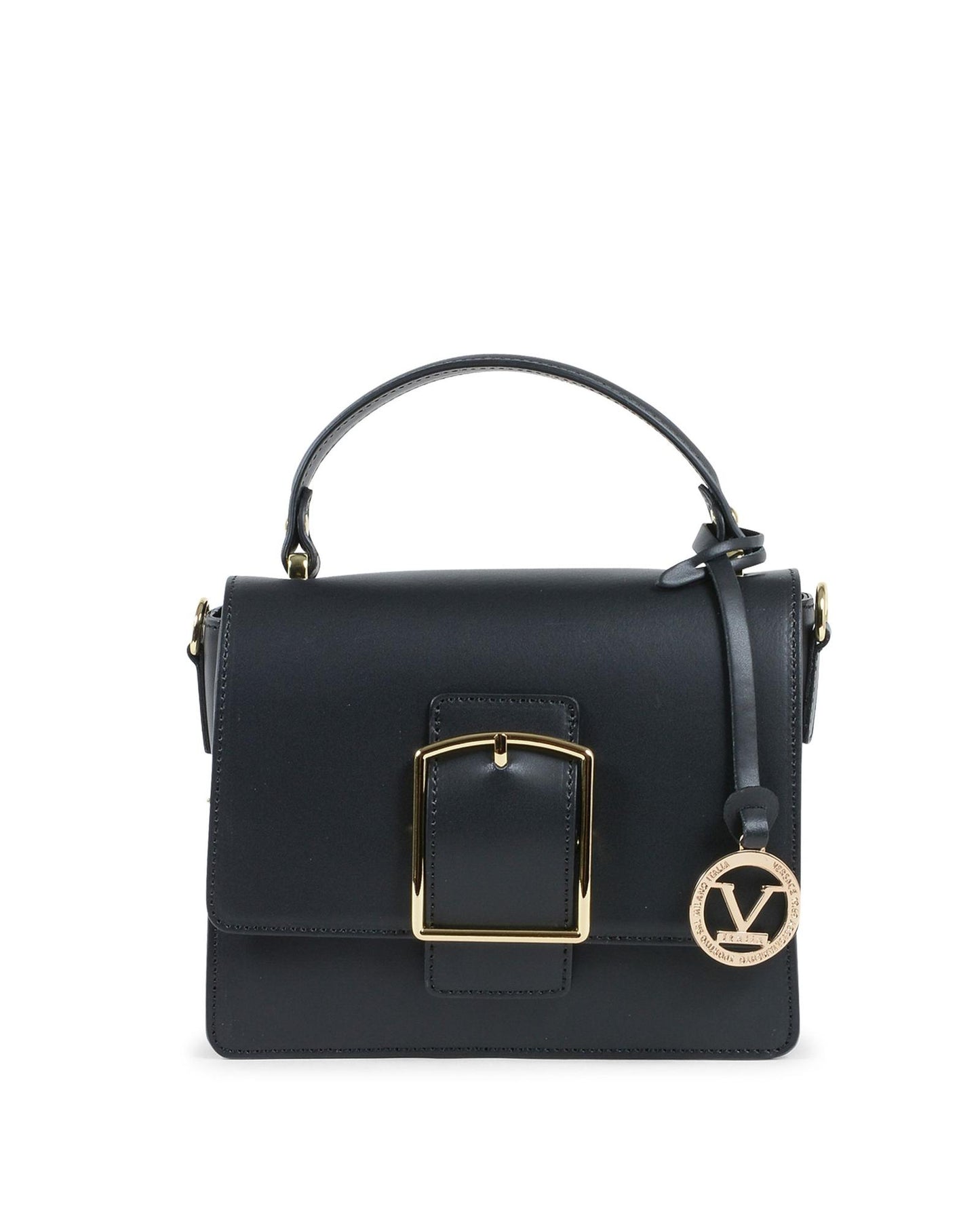 V Italia by Versace Black Leather Crossbody Bag - One Size